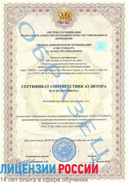 Образец сертификата соответствия аудитора №ST.RU.EXP.00006191-1 Чернышевск Сертификат ISO 50001